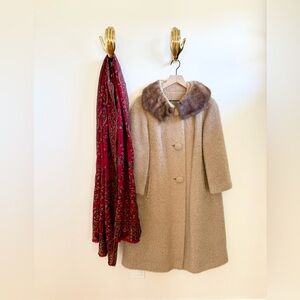 Vintage Wool Kashmiri Scarf Red Paisley Floral Patter Scarf from India